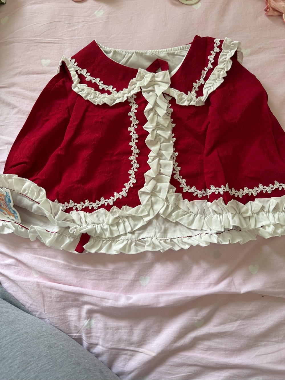 Red and White Ruffle Capelet